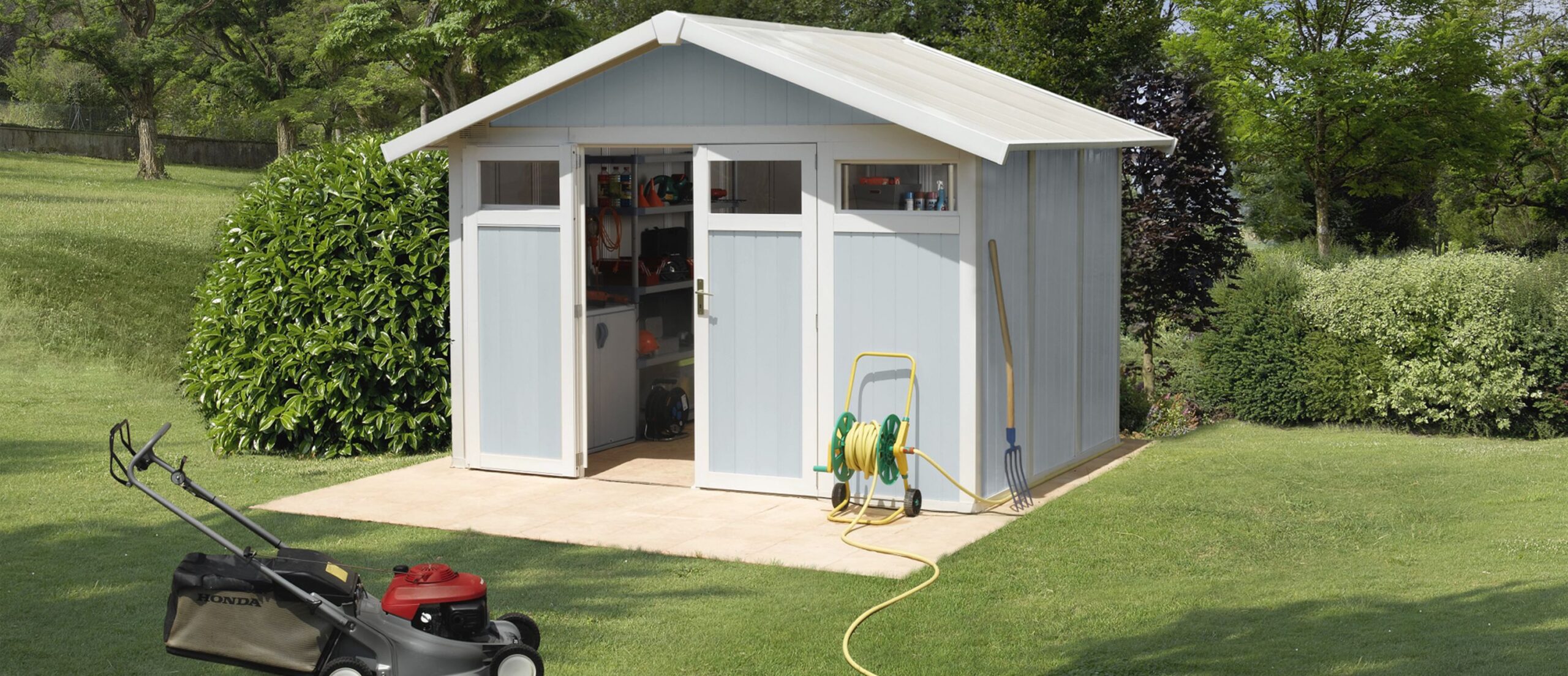 Grosfillex UTILITY 7.5 Green Grey 3 Grosfillex Utility 7.5 Apex Shed