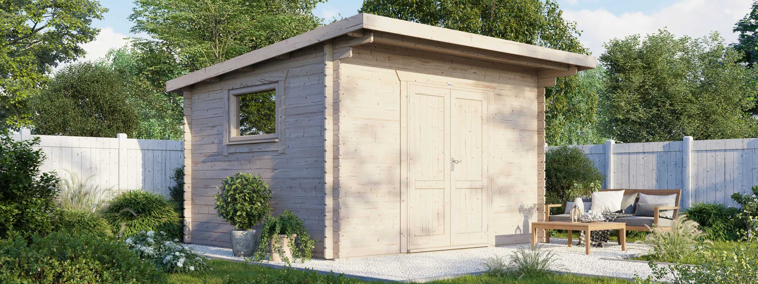 14x12 Pent Workshop DD Log Cabin 28mm scaled 1