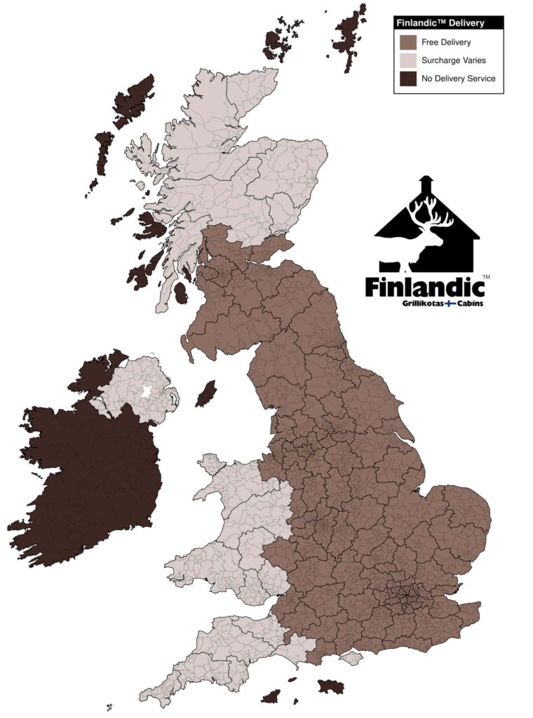 FINLANDIC PAVILION BBQ Summerhouse 9m² 12 Finlandic BBQ Hut Delivery Map