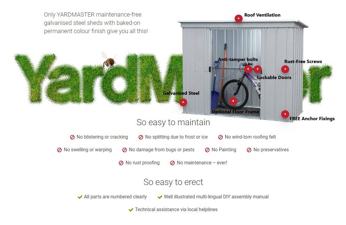 YardMaster 65WGY Woodview Apex Metal Shed 1 YardMaster PZ Store-All Pent Metal Shed